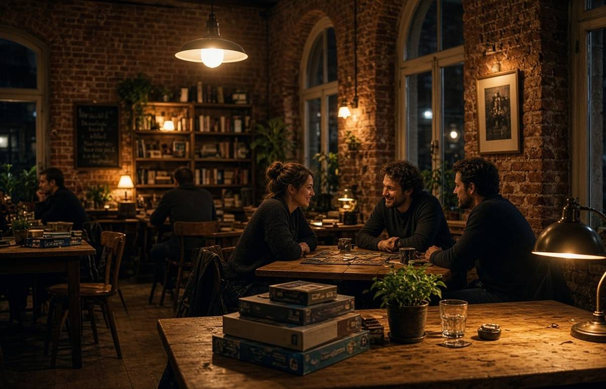 University courtyard — board-game café district